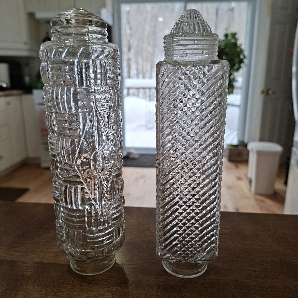 Vintage Art Deco Glass Boudoir Lamp Shade Torpedo Skyscraper Bullet Lot Of 2
